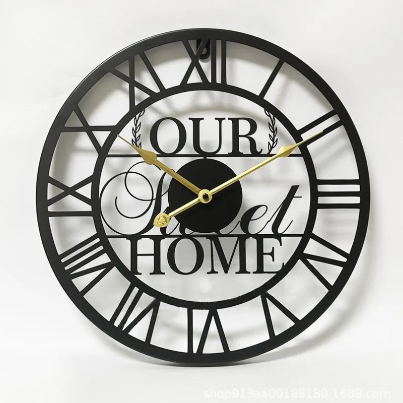 

American Living Room Silent Decorative Clock Cross-border Quartz Decorative Wall Clock Spinning Integrated Iron Wall