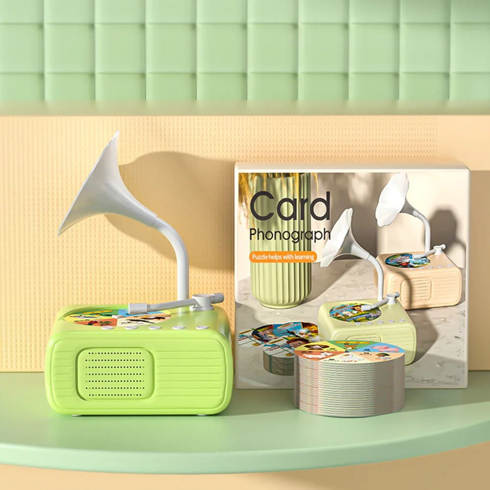 فونوغراف للأطفال مع قصة مكبرات الصوت ومشغل موسيقى فونوغراف تعليمي للأولاد والبنات من سن 3 سنوات فما فوق