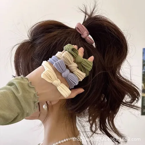 Imagen 2 del producto Lazo de goma elástica para niña y mujer, bandas para el cabello de cola de caballo alta, accesorios para el cabello, novedad, 5 unidades por Set