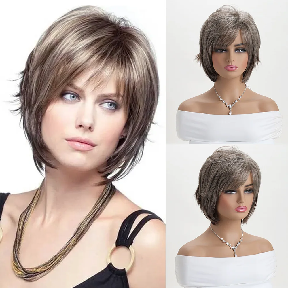 Synthetic Fashion Wig for Women Short Wavy Natural Style High Temperature Fiber Realistic Cosplay Headwear Party Everyday Use