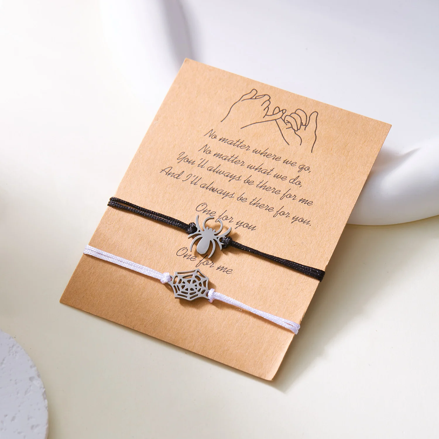 2Pcs Fashion Silver Color Spider Bracelet for Couple Simple Adjustable Woven Bracelet Valentine\'s Day Couple Jewelry Gift