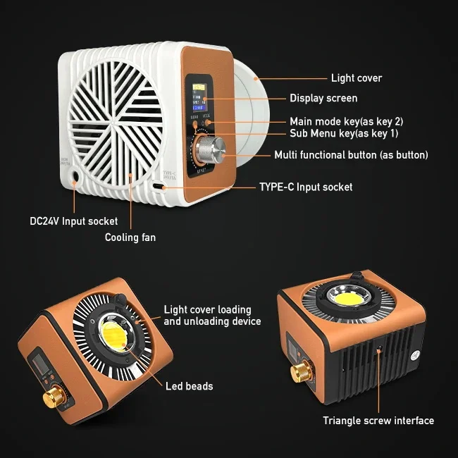 YIDOBLO ZE-150BI COB الفيديو الضوئي 150 واط المحمولة التصوير ملء الضوء 2700 كيلو-7500 كيلو عكس الضوء 10 المشهد تأثيرات الإضاءة APP التحكم