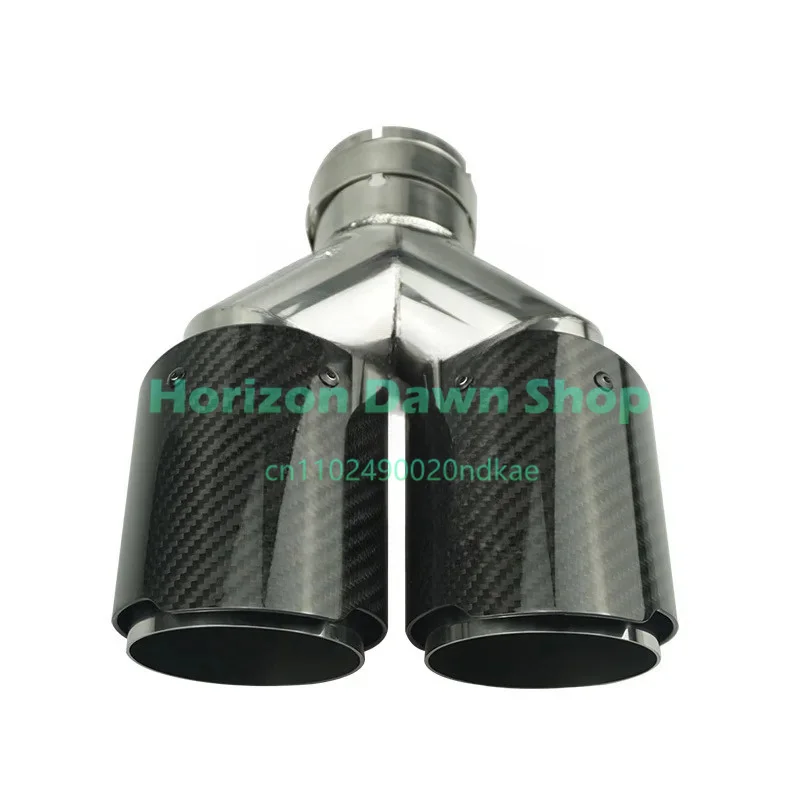 Y-type exhaust tip stainless steel auto parts high quality universal double solid carbon fiber exhaust tail pipe