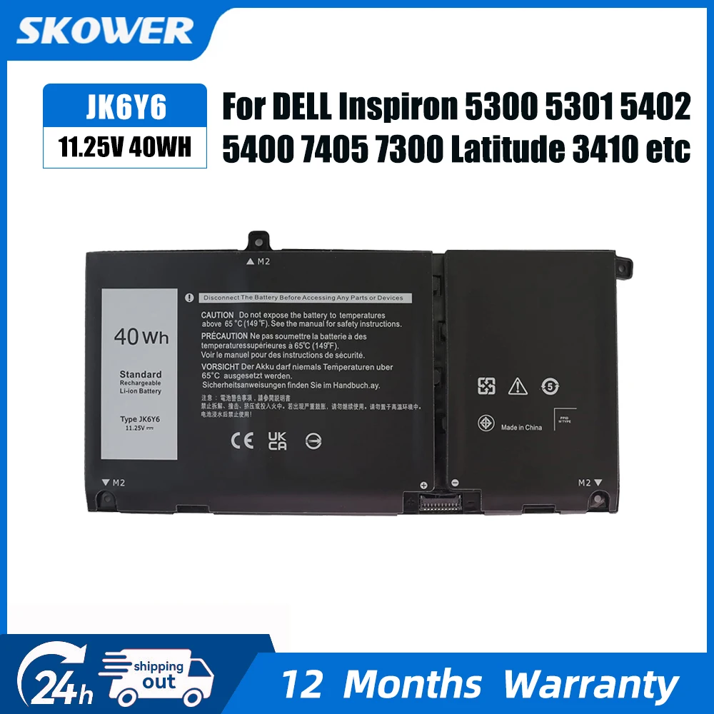 

SKOWER JK6Y6 H5CKD Battery for Dell Inspiron 5408 5409 5501 5502 5508 5509 Vostro 5300 5301 5401 5402 Latitude 3410 3510 P129G