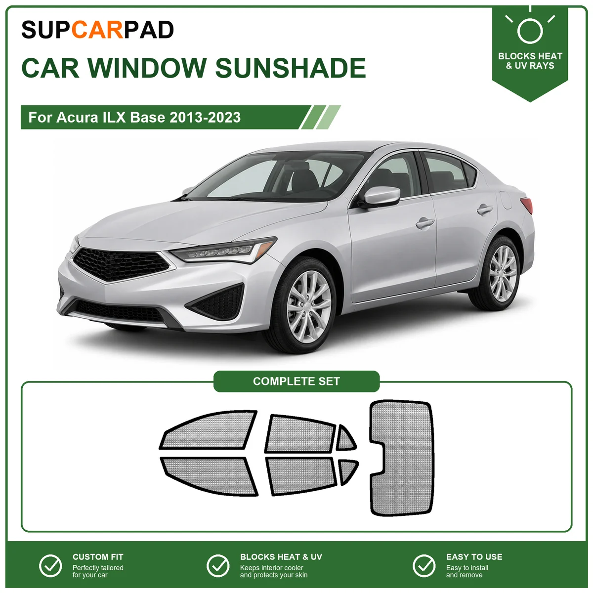 For Acura ILX Base 2013-2023 Full Set Car Window Sunshades UV Block Privacy Heat Insulated Foldable Car Curtain