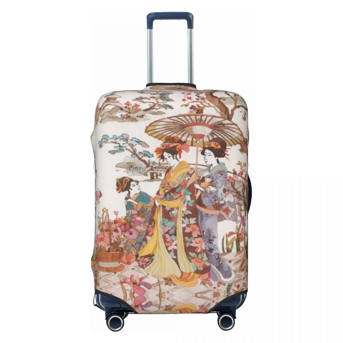 Fashion Vintage Japanese Geishas Traditional Art Luggage Cover Protector Elastic Travel Suitcase Covers