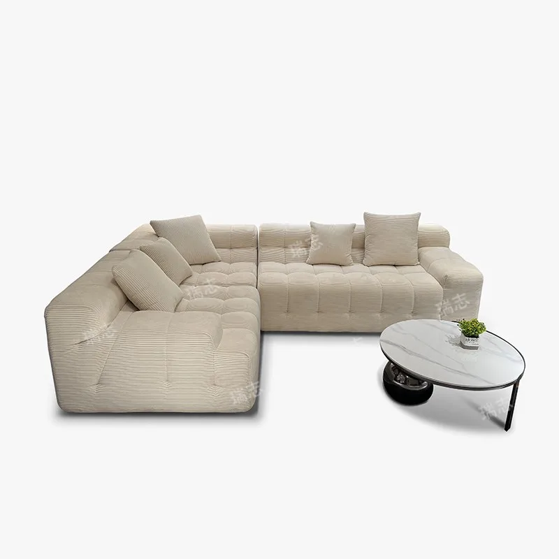 Cream wind corduroy, convenient transportation, plaid fabric sofa