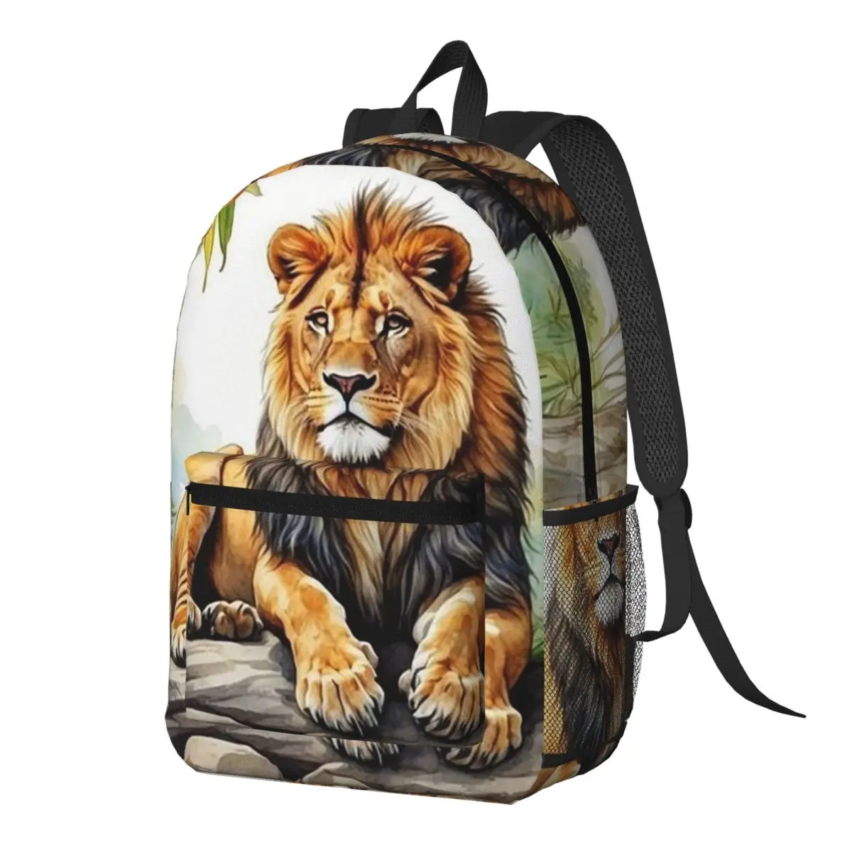 

A Lion In A Forest Backpack Daypack Large Capacity Kids BookBag School Bag Shoulder Bags for Men Women