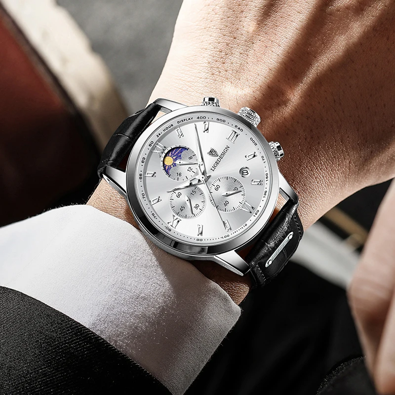 LIGE Luxury Sports Watch For Men Waterproof Luminous Date Chronograph Man Wristwatch Leather Quartz Men's Watches Male Reloj