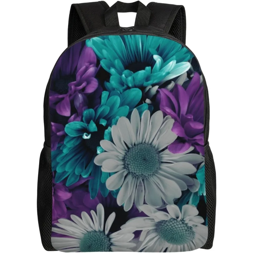 

Purple And Teal Flowers Laptop Backpack For Women Men College Backpack Work Business Computer Bag Lightweight Bookbag Teacher