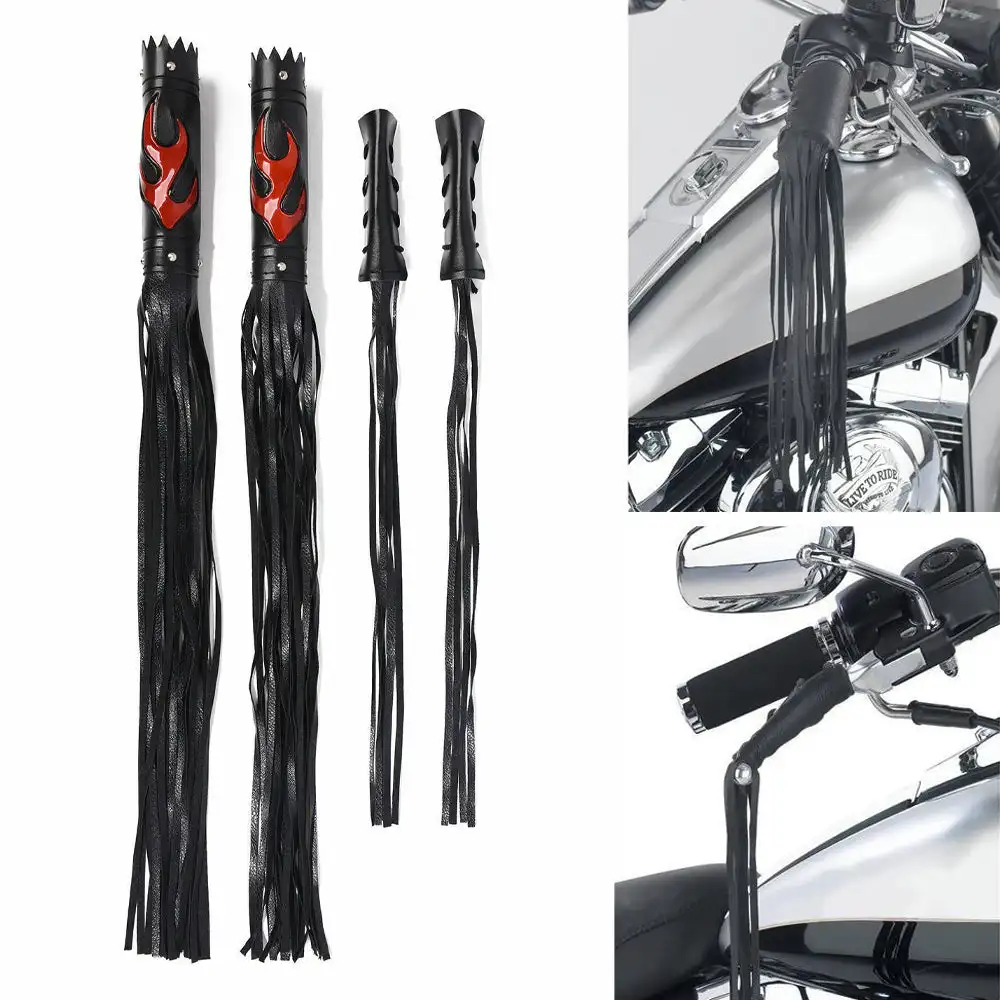 1Pair Universal Motorcycle Handlebar Tassel Fringe Grip Cover Synthetic Leather Handlebar Tassel Cover Decoration Fringes Covers