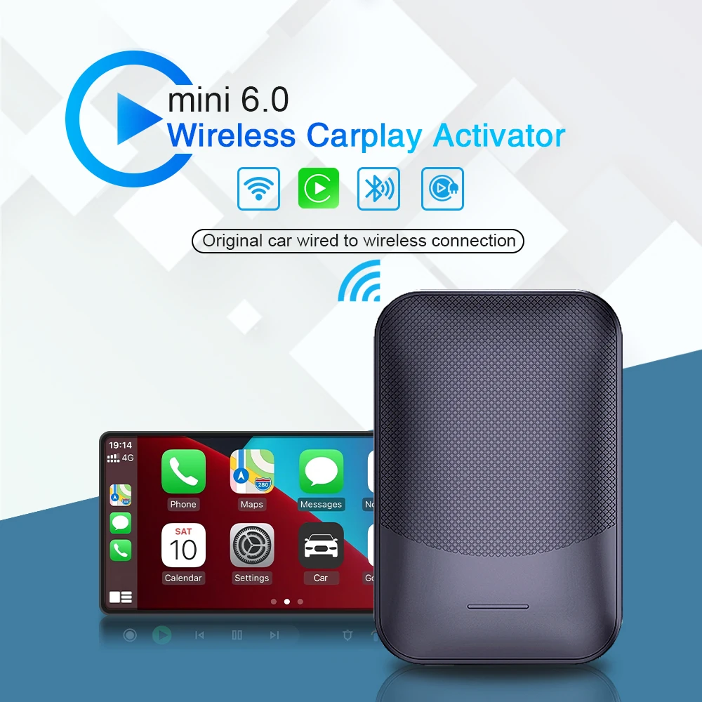 Mini 6.0 wireless carplay adapter wireless Android auto smart box plug and play fast automatic connection OTA online upgrade