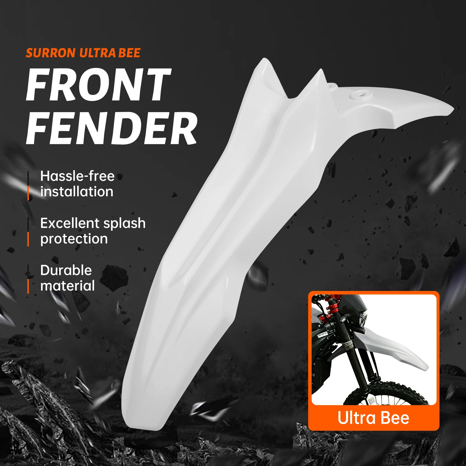White Front Fender for SURRON Ultra Bee Motorcyce Black Fender Off-road Electric Bike for Surron Original Motorcycle Accessories