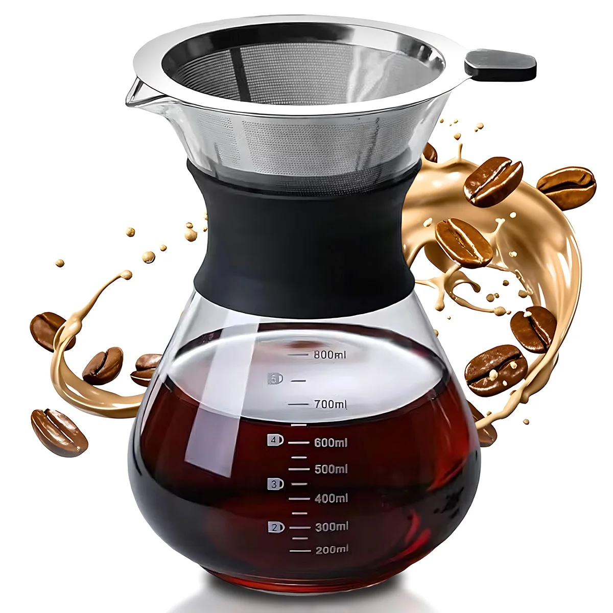 Pour Over Coffee Brewer with Stainless Steel Coffee Filter, Dripper Coffee Maker Pour Over with Thermal Insulating
