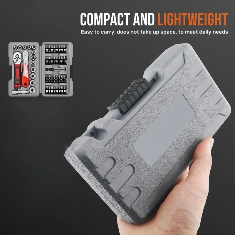 New 1/4" Drive Quick-Release Ratchet & Bit Set, Cr-V Steel W/ Phillips/Slotted Screwdrivers for Auto Repair & Hand Tools