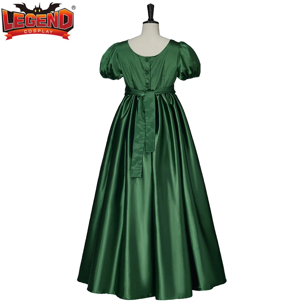 Green Satin Regency Empire Waist Ball Gown Vintage 1800s Dress Jane Austen Costume High Waistline Tea Party Gowns Dress Women