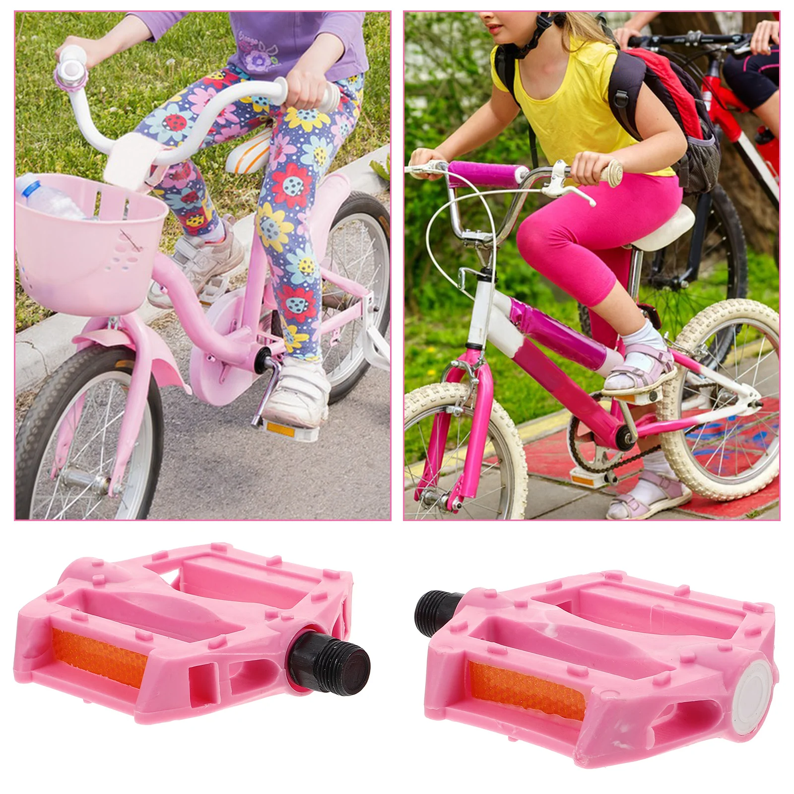 Bicycle Pedals Kids Bike Accessories Children Non-slip Iron Pink Flat Road Replacement