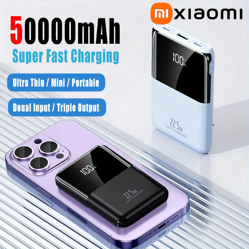 

Xiaomi 50000mAh Ultra-Thin Portable Power Bank 22.5W Fast Charging Mini Portable Battery Charger For IPhone Samsung Xiaomi