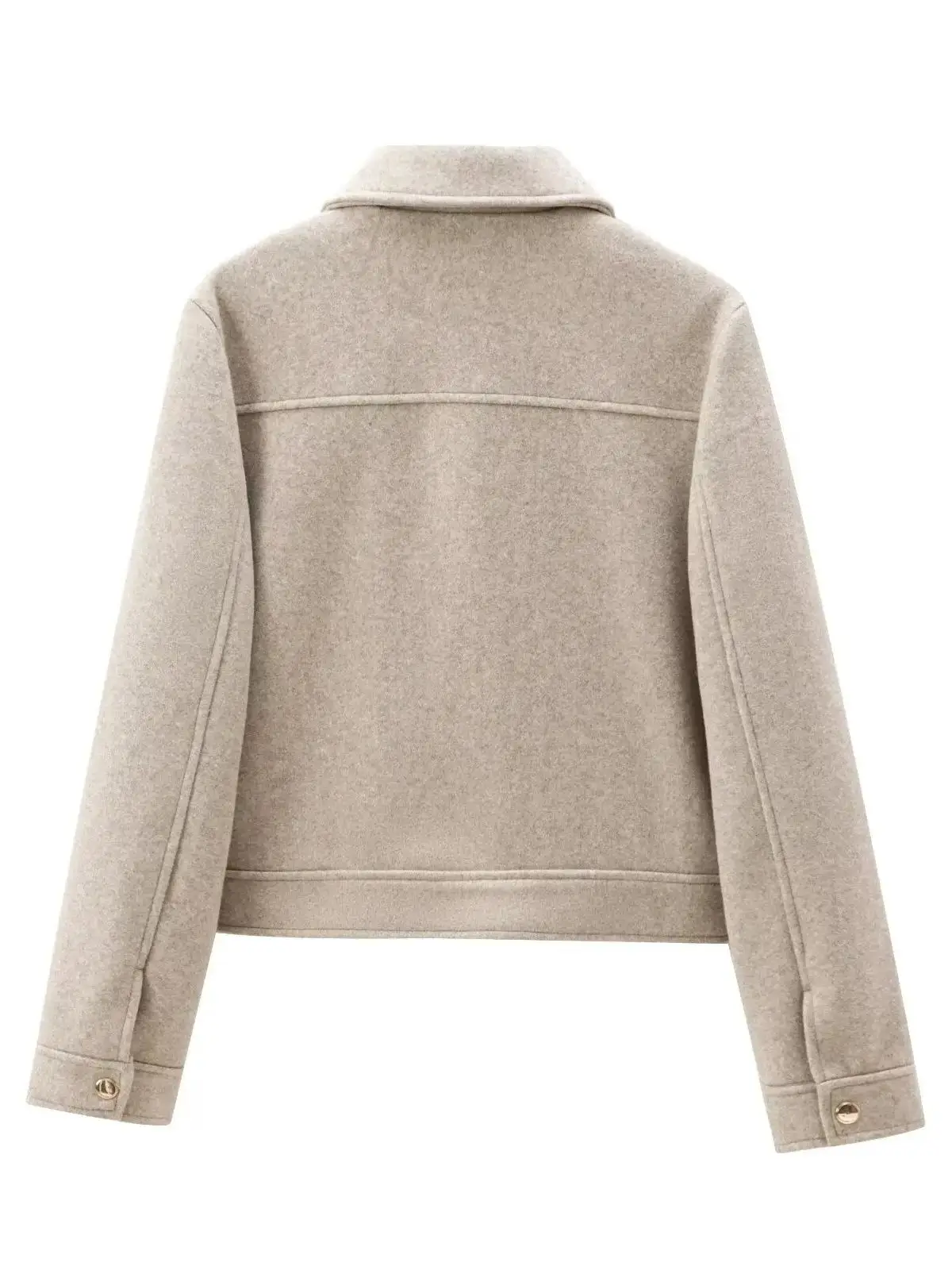 Women's Autumn Vintage Khaki Tweed Cropped Bomber Jackets Female Elegant Zipper Gold Button Pockets Street Short Coats Outerwear
