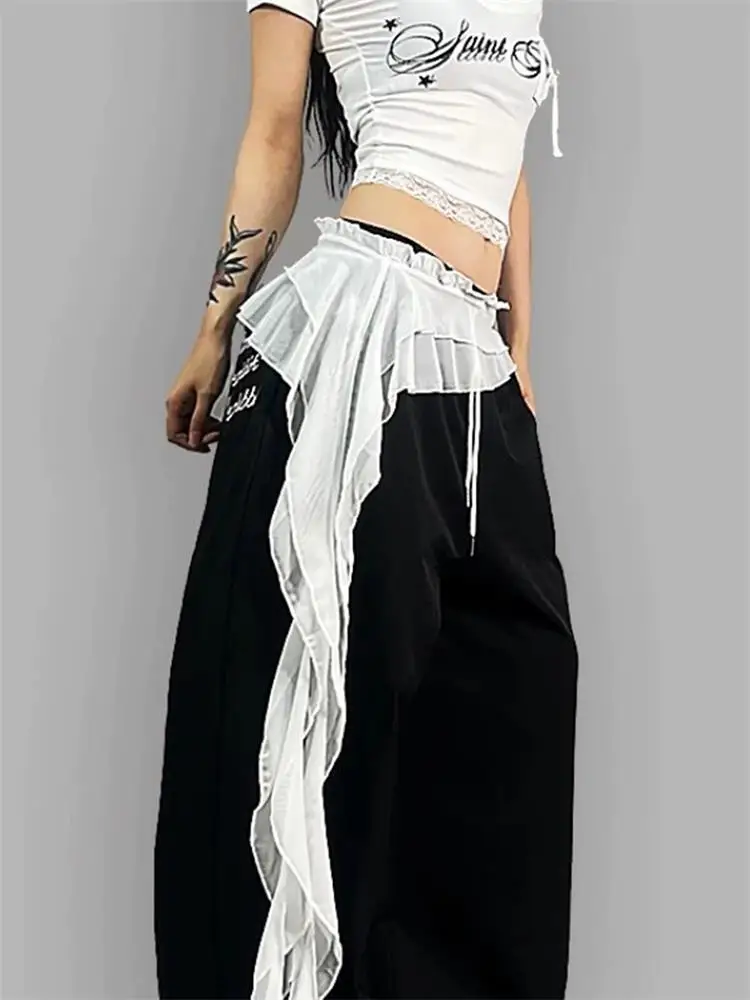 Sexy Lace Skirt with Tassel Accents Layered Waist Jazz Dancing Accessories High Waist A-Line Skirt for Young Women