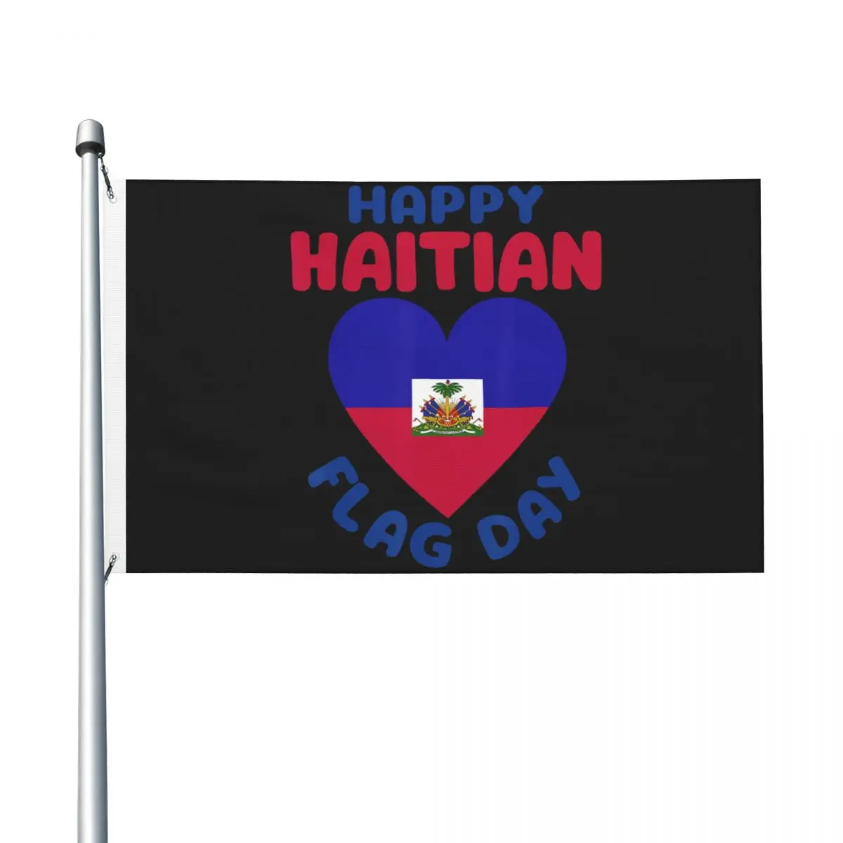 Happy Haitian Flag Day Cool Haiti Flag Heart Flag Fashion Hanging Flags 3x5 ft Graphic Banner For Indoor Outdoor Decor