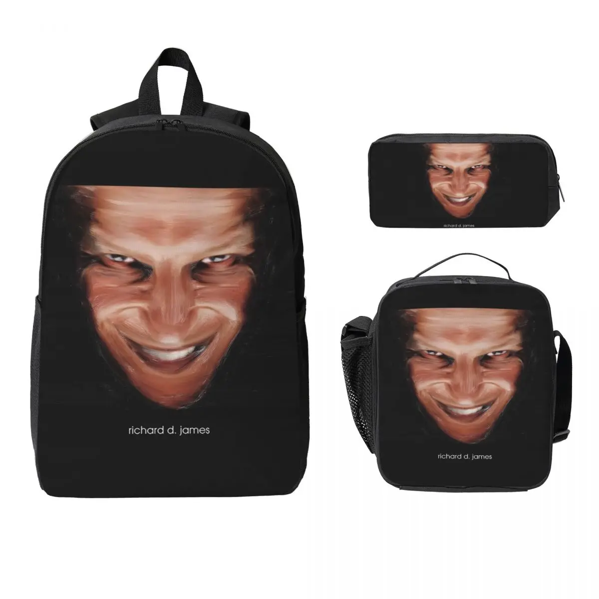 Aphex Twin Electronic Music Artist Producer Backpack BookBag School Bag Laptop Shoulder Bags 3ps Insulated Lunch Bag Pencil Case