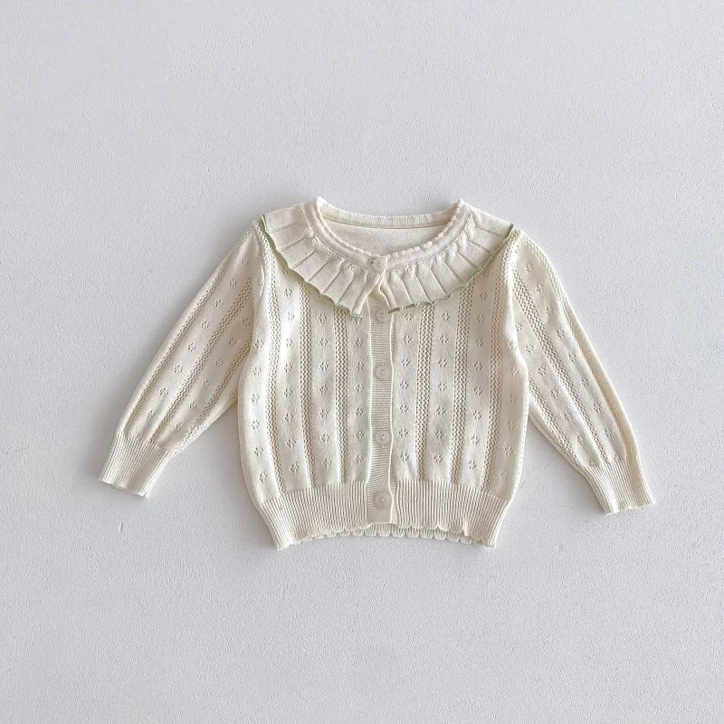 2024 Summer Baby Girl Clothes 0-3Years Newborn Kids Long Sleeve Knitwear Hollow Out Sunscreen Shirt Thin Sweater Cardigan Coat