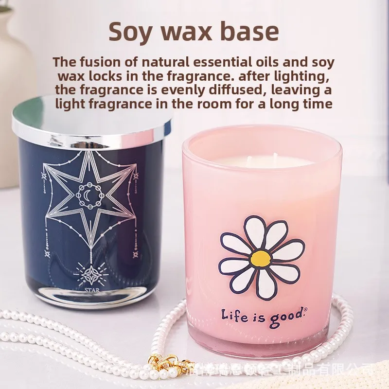 Scented Candle Fragrance Indoor Lasting Spread Soybean Wax Smoke Free, Glass Festive Colored Candles