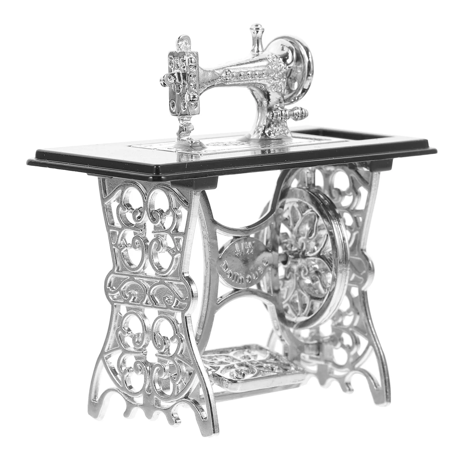 

Miniature Sewing Machine Old-Fashioned Small Lightweight Sewing Machine for Mini House Decoration Tabletop Statue Pretend Play