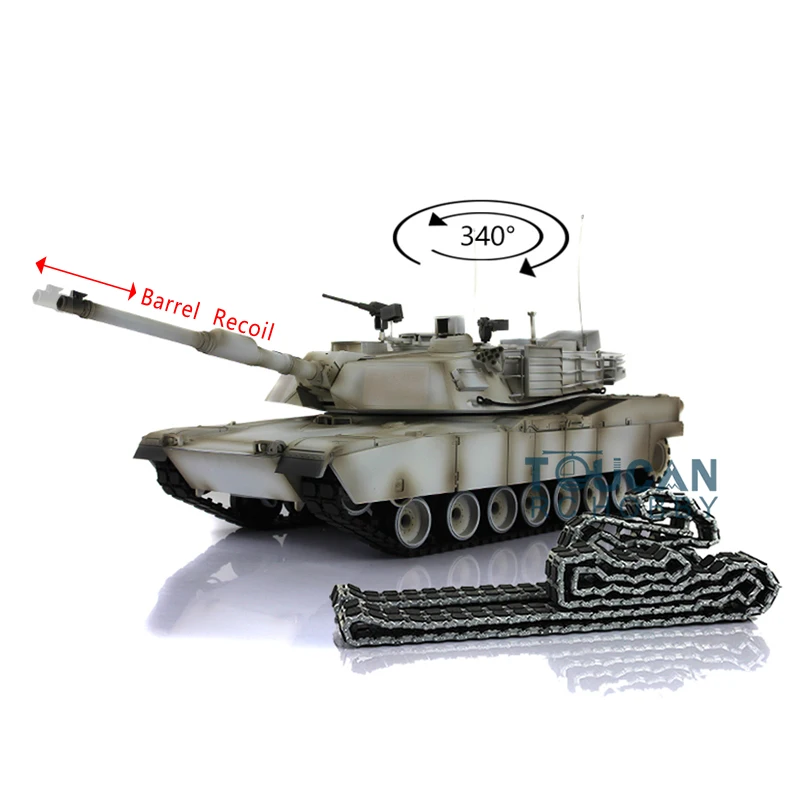 HENG LONG RC Tank 1/16 7.0 Abrams RTR 3918 Metal Tracks W/ Rubber Barrel Recoil Remote Control Car TH17835-SMT4