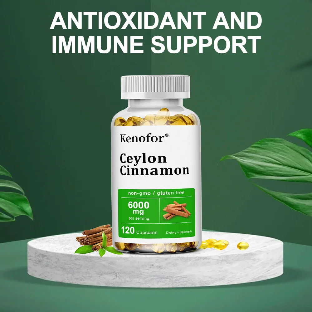 

120pcs Ceylon Cinnamon Capsules - Natural Antioxidant, Heart Health Support, Digestive Health, Made with Organic Ceylon Cinnamon