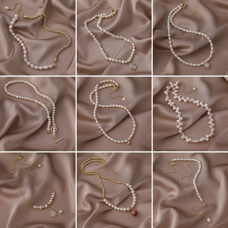 Collar de Perlas de Agua Dulce Barrocas Vintage, Cadena Minimalista Irregular para Clavícula, Accesorio Elegante y Versátil para Mujer