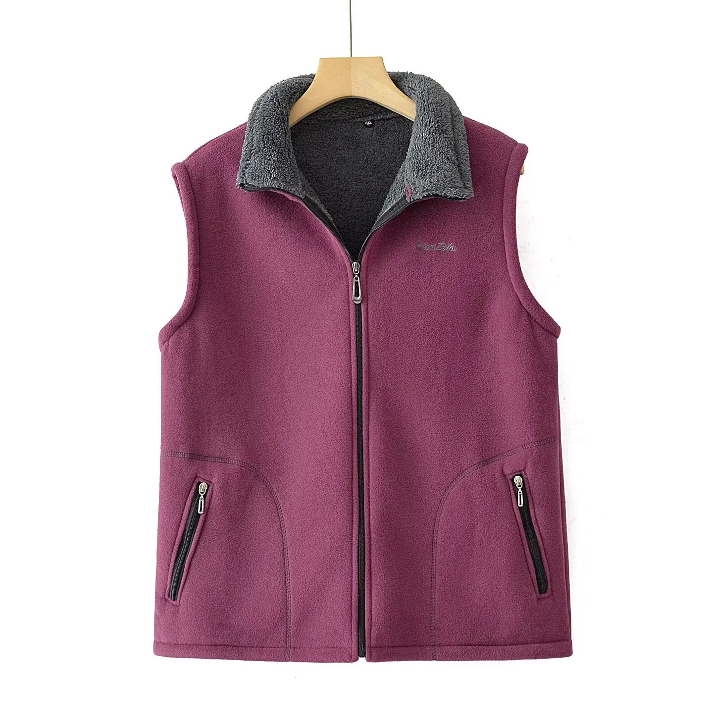 plus Size Women's Vest Autumn Winter New Style Fleece Lined Thickened Regular Length Zipper Closure  Color Commute Style