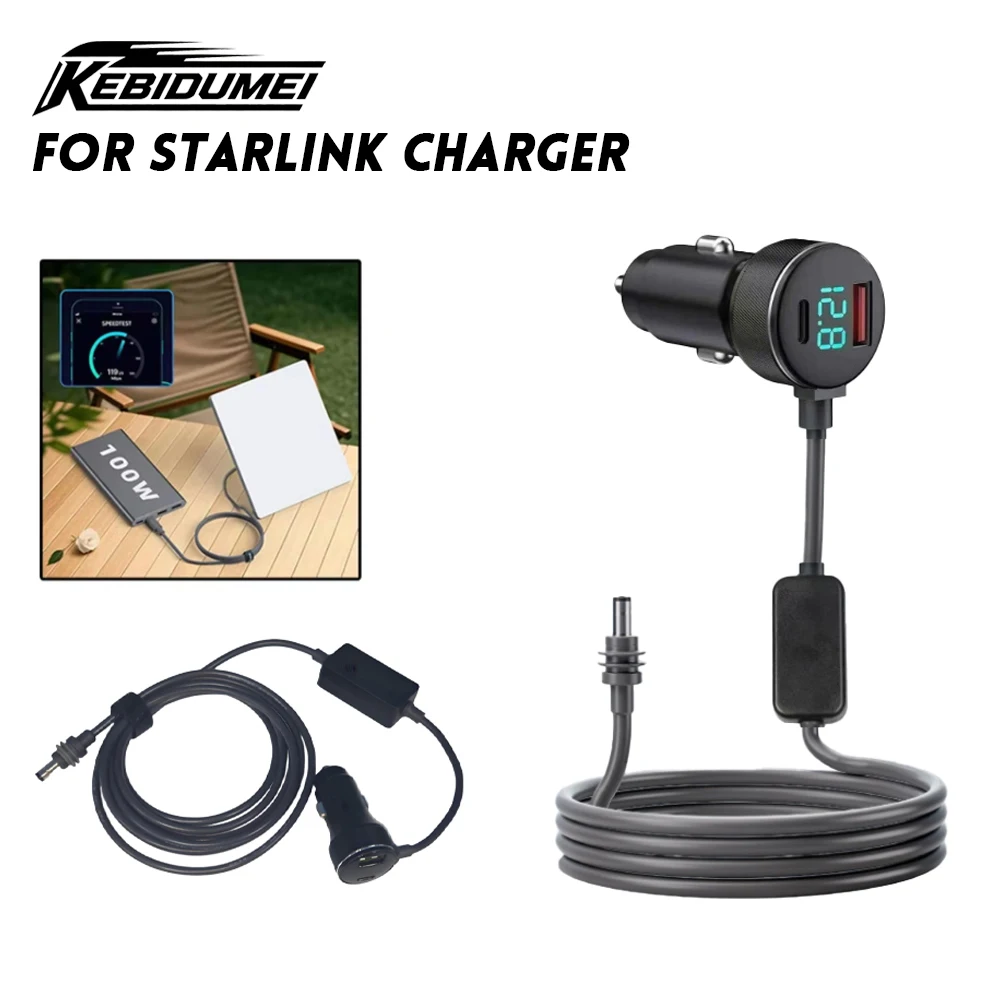 KEBIDUMEI Cigarrete Lighter For Starlink Charger Vehicles 2m 18AWG Extension Cable Waterproof Car Charger 30V-2A Car Accessories