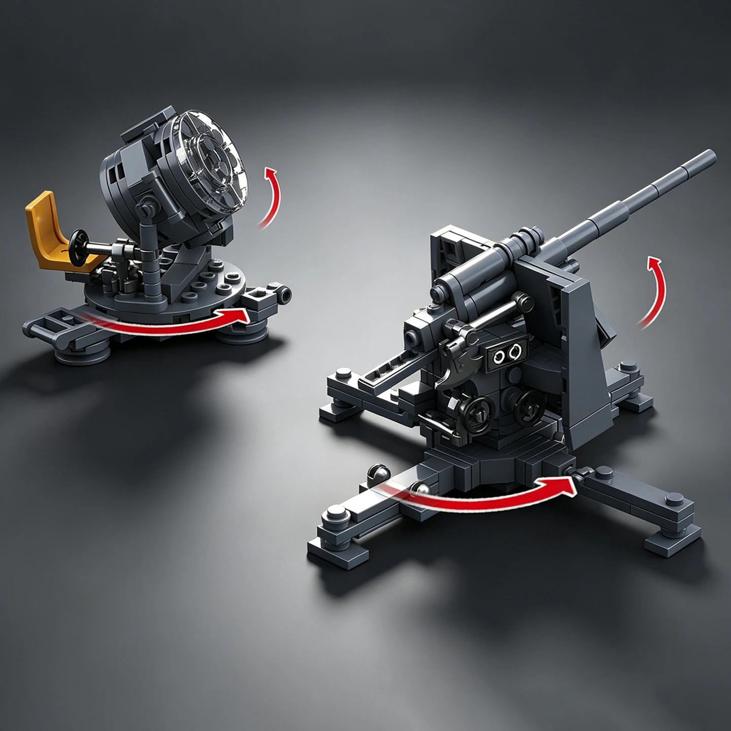 SW36 60cm Searchlight / Flak 37 8.8cm Anti-Aircraft Gun Building Block Set—1:35 Scale Model Toy Display Piece Gift