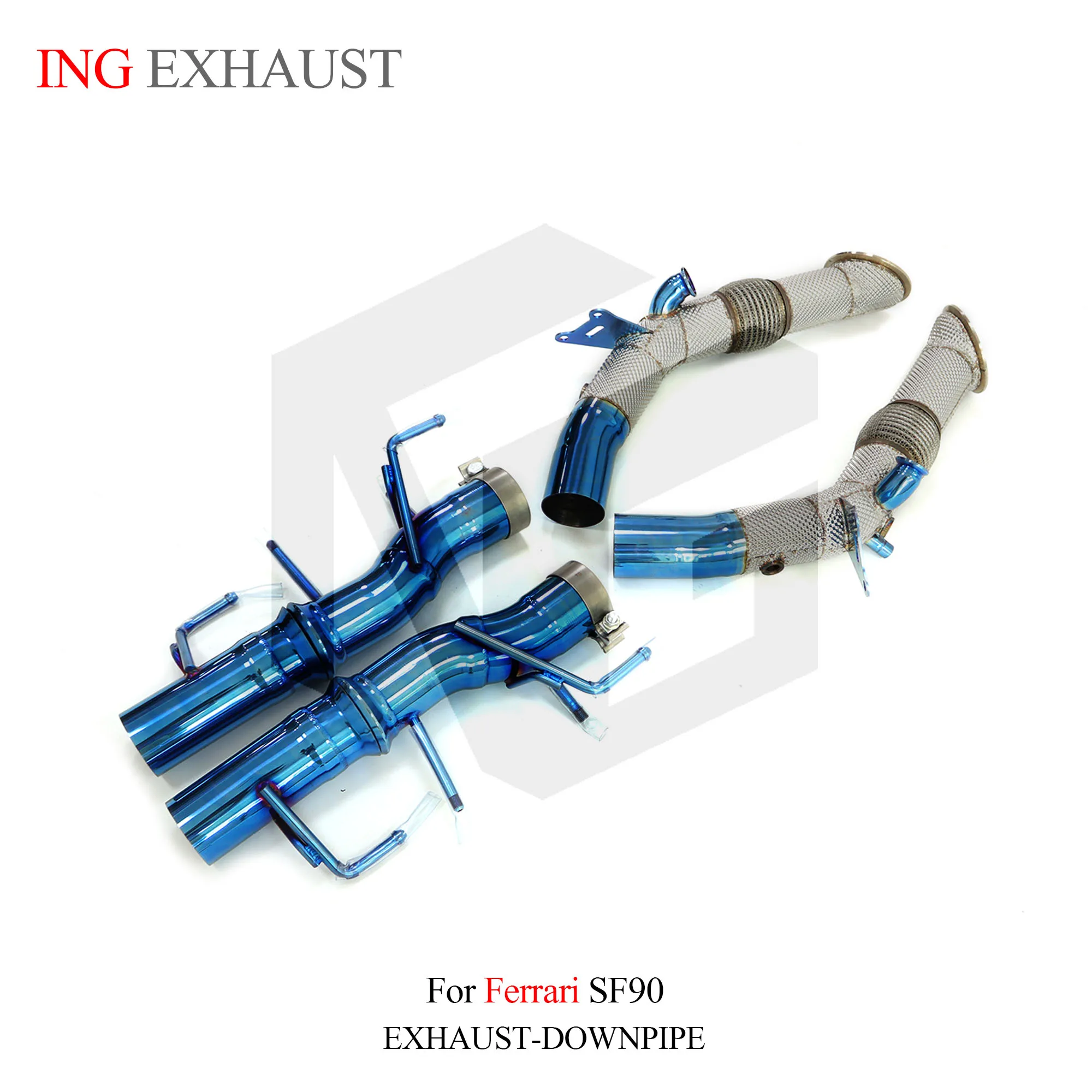 ING Ss304 Blue Style Exhaust Direct Catback System for Ferrari SF90 3.9L V8 Converter Heat Shield Engine Accessories