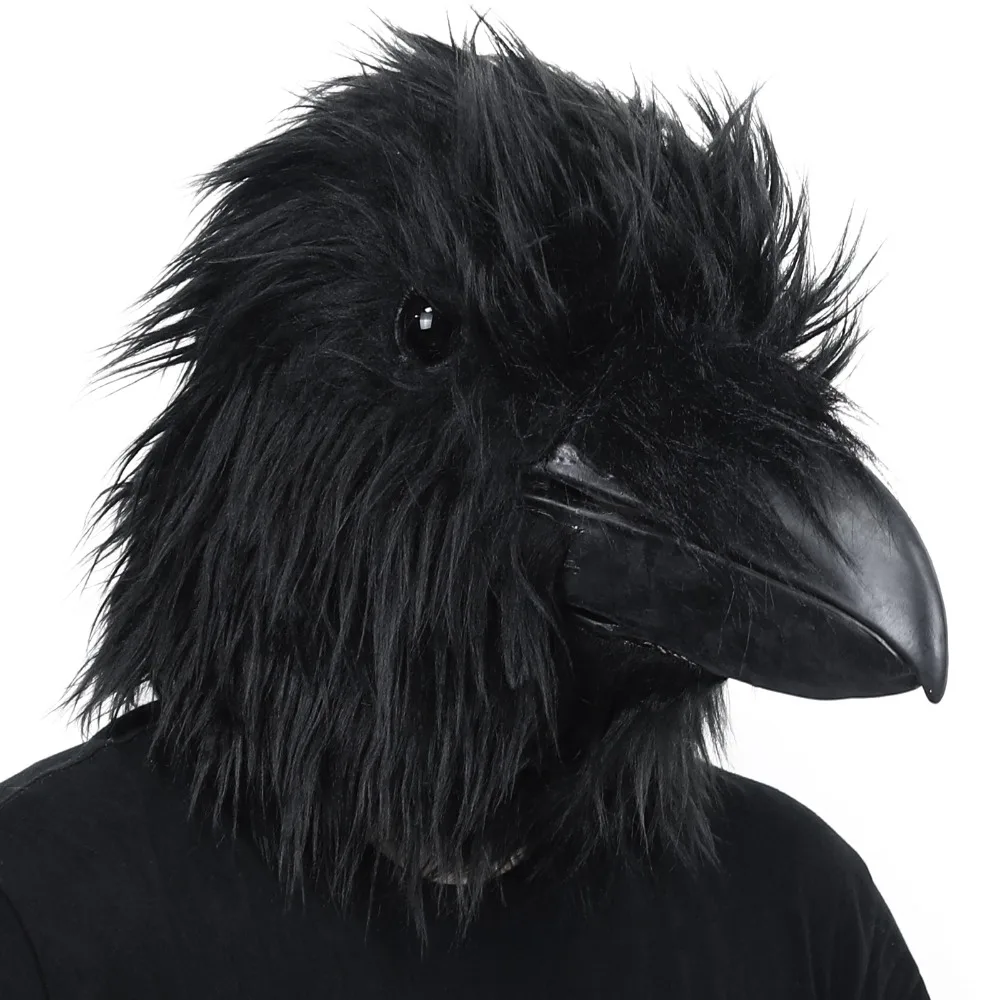 

Маска черной вороны, латексная реалистичная маска-голова ворона, полноразмерная маска животного для косплея, костюмированных вечеринок, карнавала, маскарада, нарядная маска