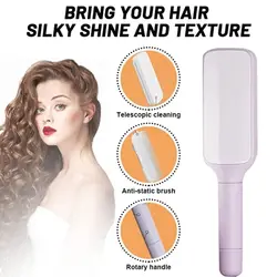 Self-Cleaning Anti-Static Massage Comb Easy Clean Hair Brush with Retractable Bristles, Anti Static Comb Brush for Hair Removal