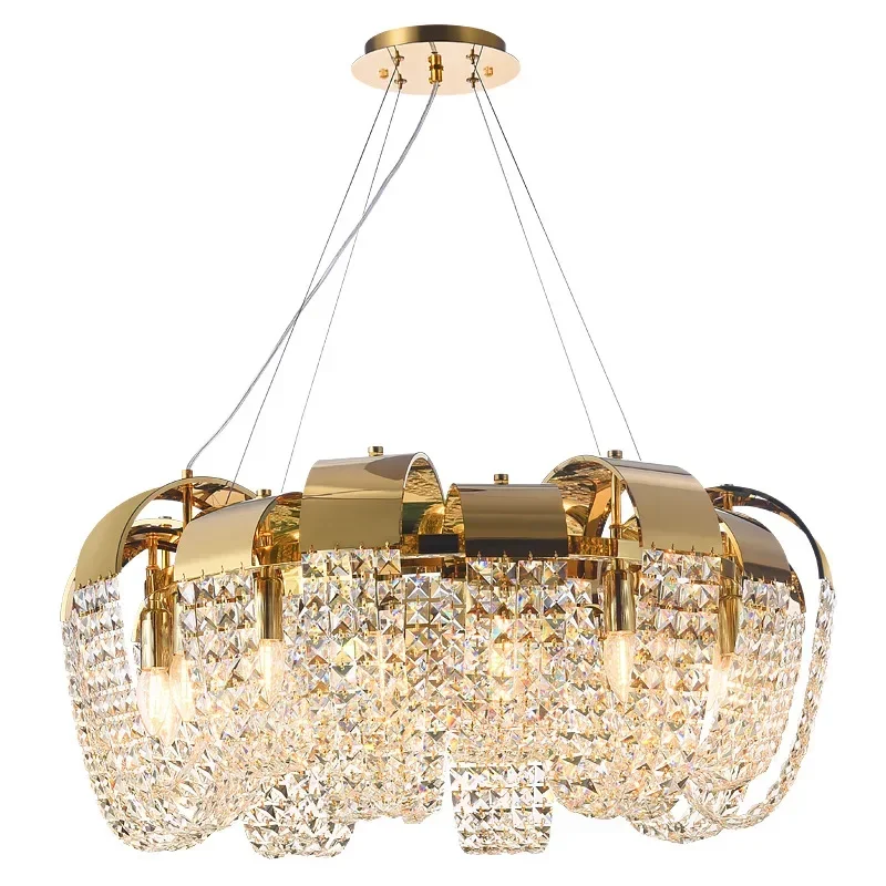 

Stainless steel light luxury personality crystal chandelier chandeliers lamps pendant lights світильники на потолок