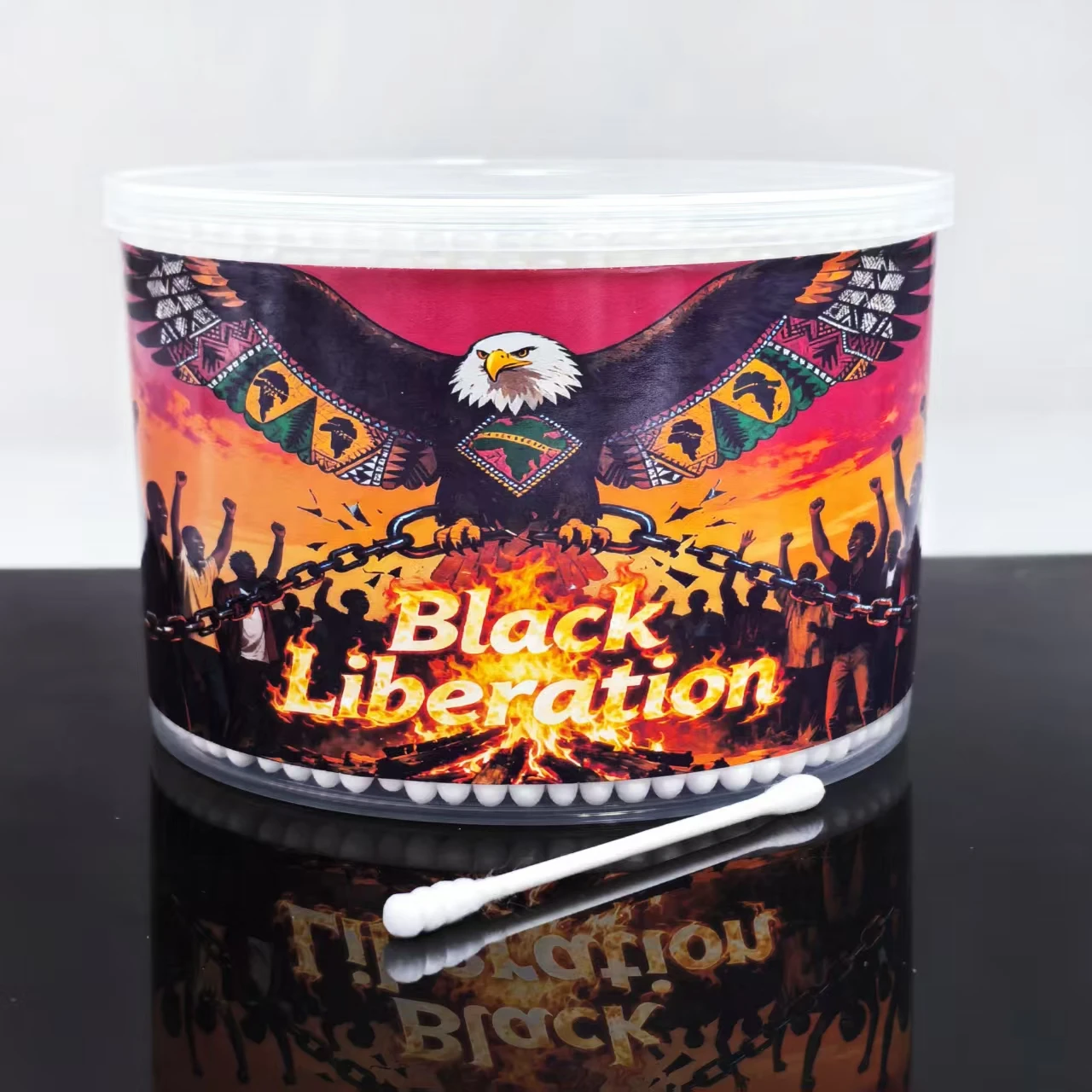 500 قطعة/1000 قطعة مسحات قطنية مزدوجة الأطراف ذات طابع Juneteenth، مسحات قطنية لتنظيف المنزل اليومي