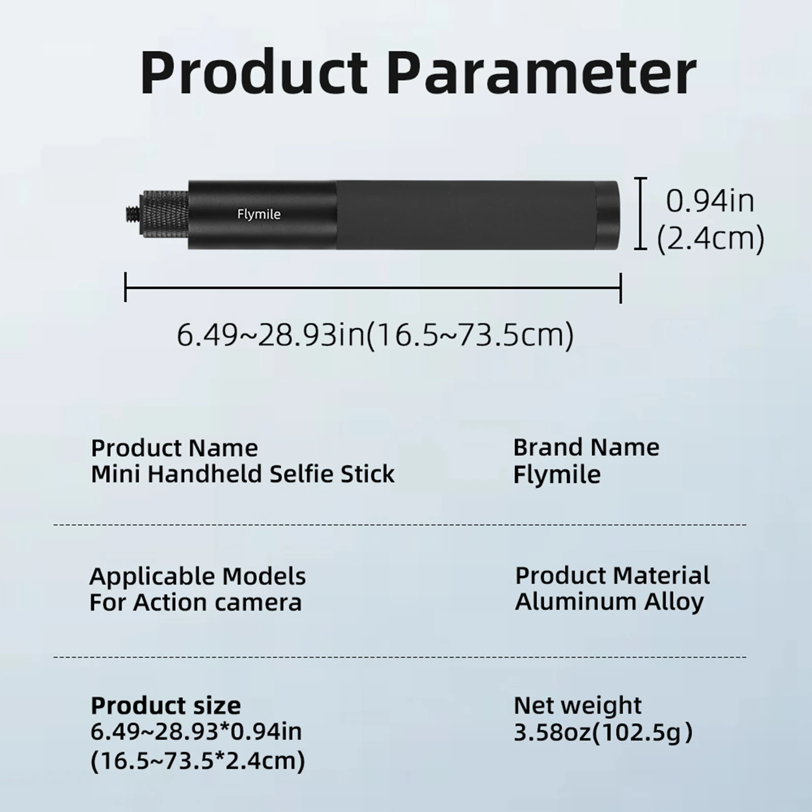 Selfie Stick For Action Cameras Extendable Aluminium Pole_voghion.com