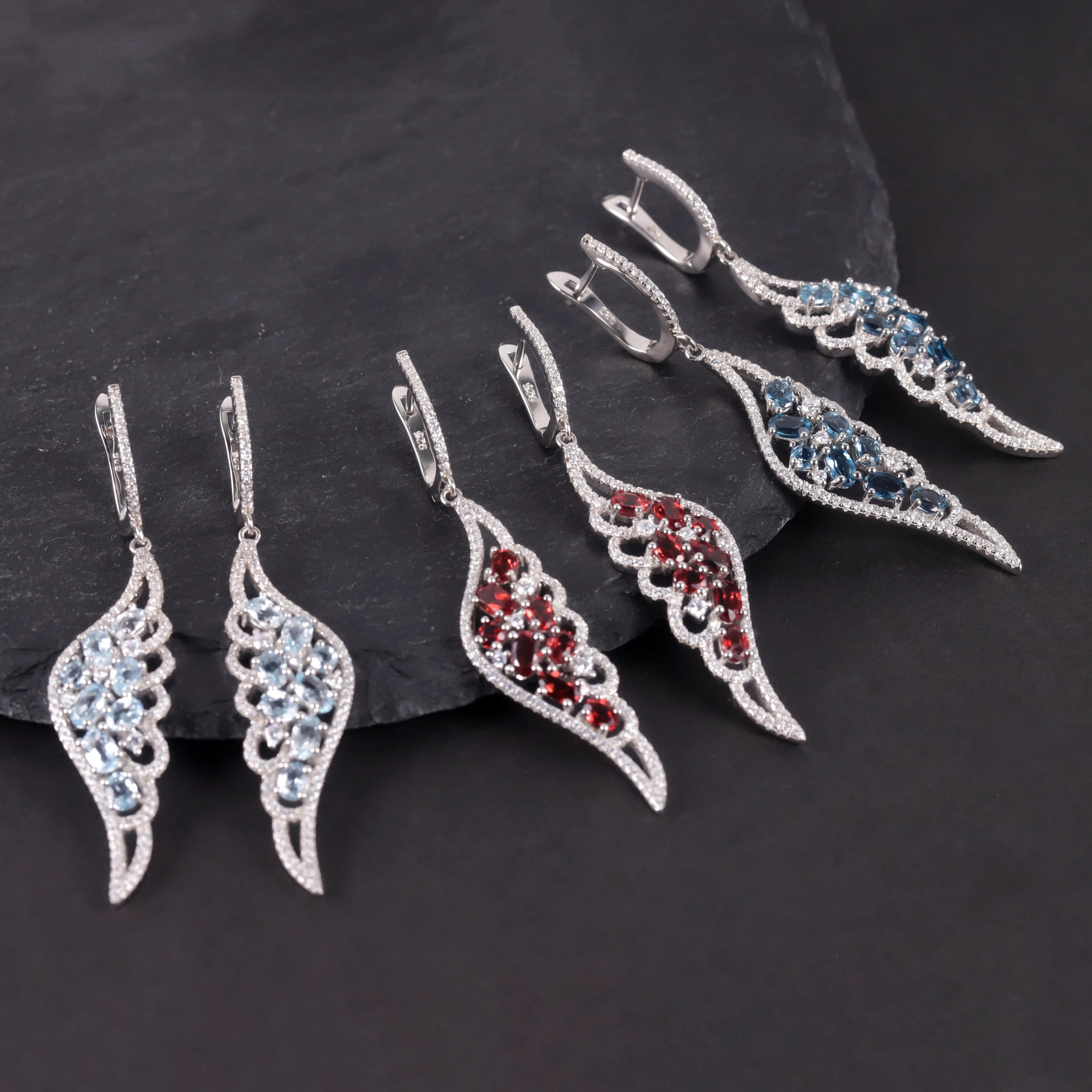 

GEM'S BALLET Fine Jewelry Brand New BIRTHSTONE Collection Natural Gems Stone Real 925 Sterling Silver Drop Earrings for Women