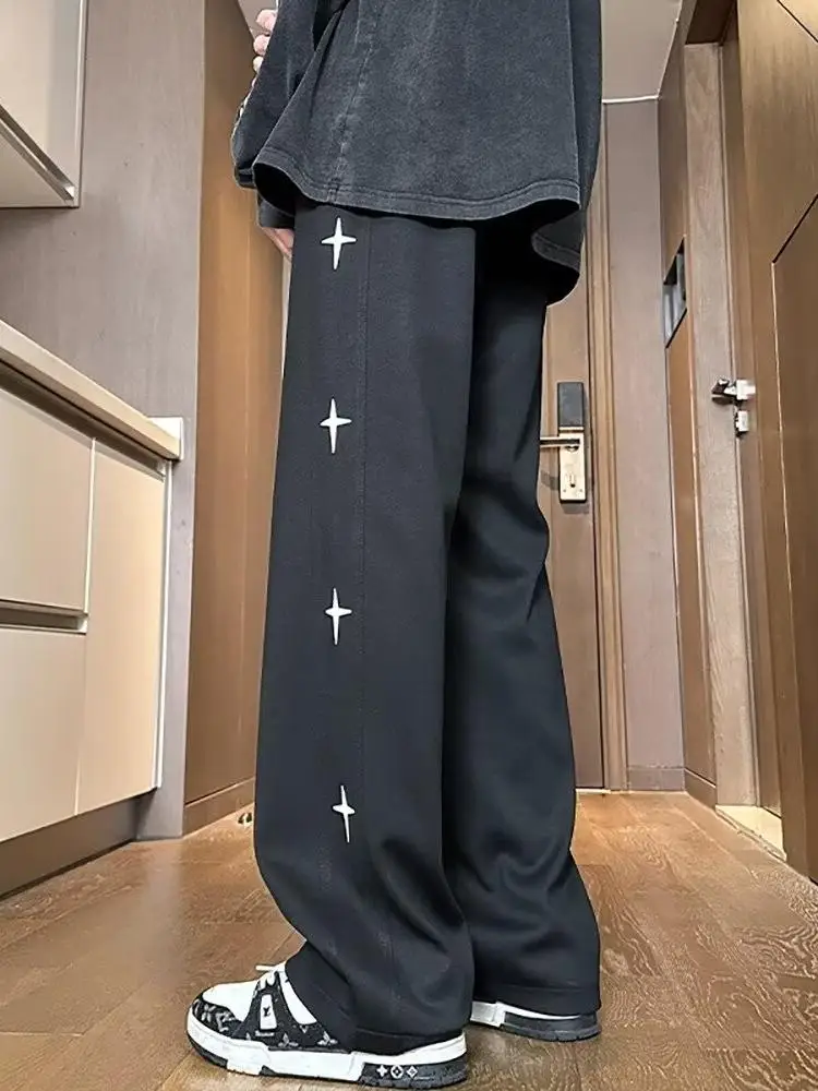 

plus Size Men's Casual Sports Pants Autumn Winter Loose Fit Teenage Students Nine Points Long Trousers Cool Feeling Thiened