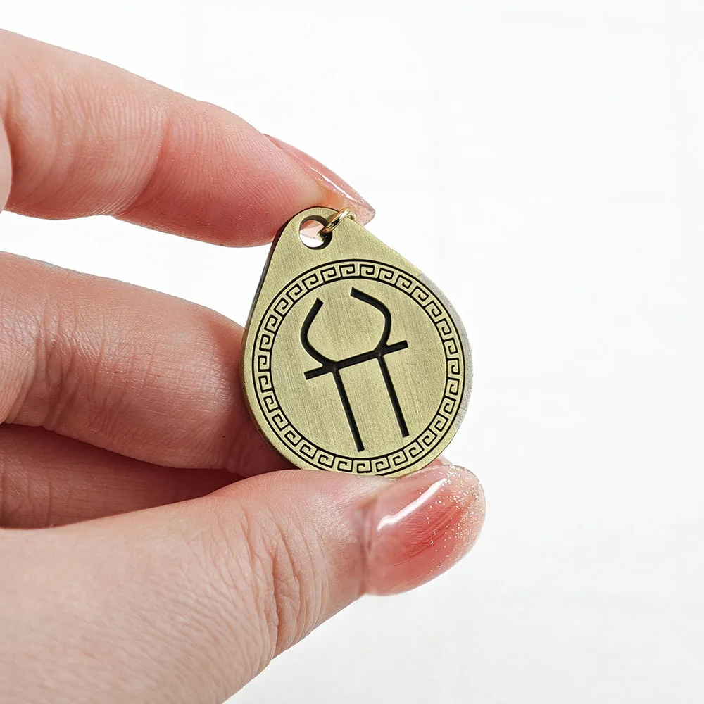 Griechische Mythologie Hades Metall-Schlüsselanhänger Doppelseitiger Gott der Unterwelt Schlüsselring Zweizackiges Symbol Anhänger Taschenanhänger Pagan-Geschenk – Detail 7