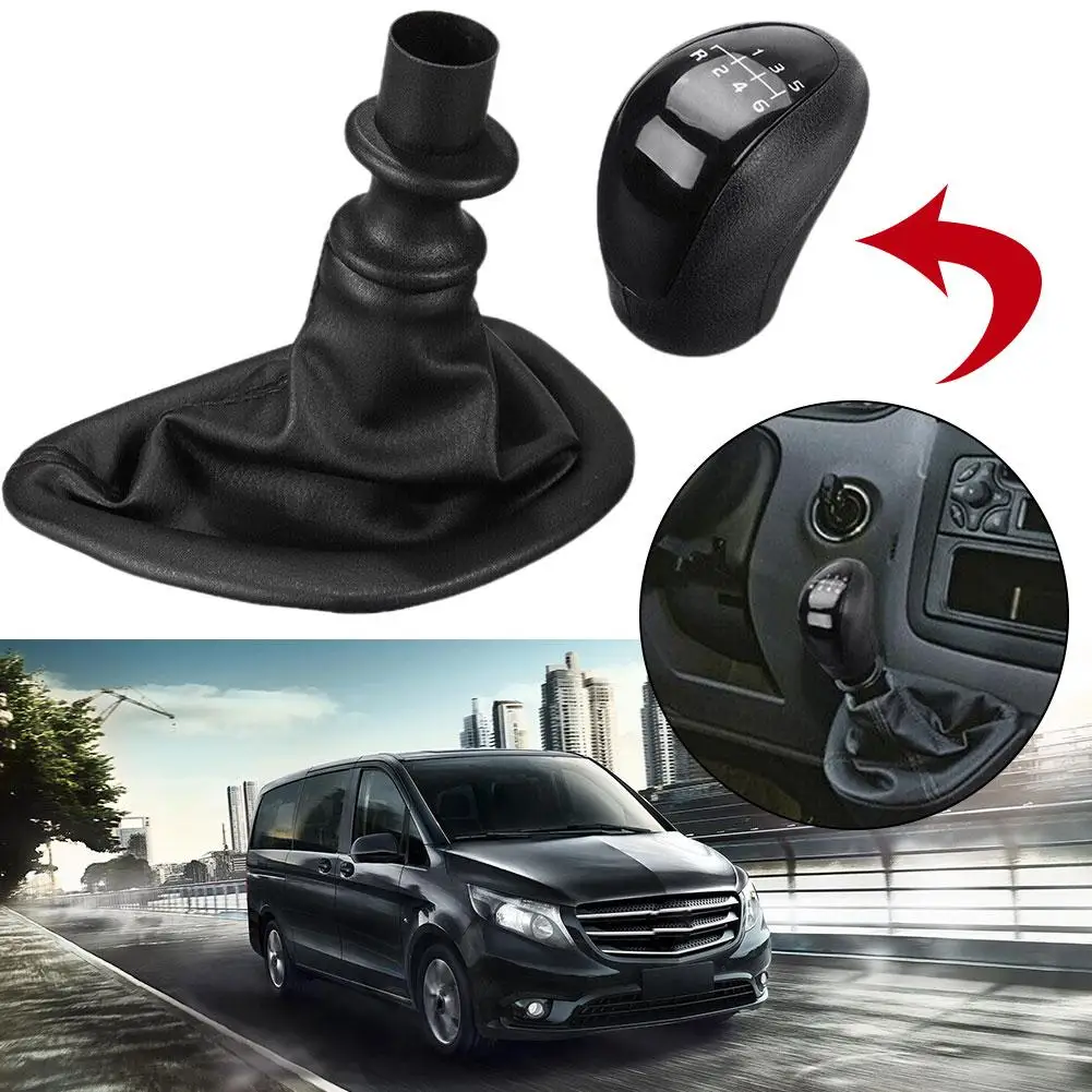 

6 Speed Car Gear Shift Knob With Gaitor Boot Cover For Mercedes W639 VITO 2003-2010 Manual Gear Shift Knob Accessories C7A3