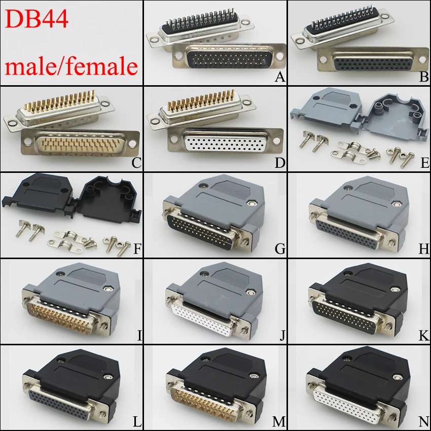 1PCS DB44 female MALE serial port CONNECTOR plug-in board type D-Sub CONNECTORS 44pin plug jack Adapter 3 Rows 44 PIN 44p