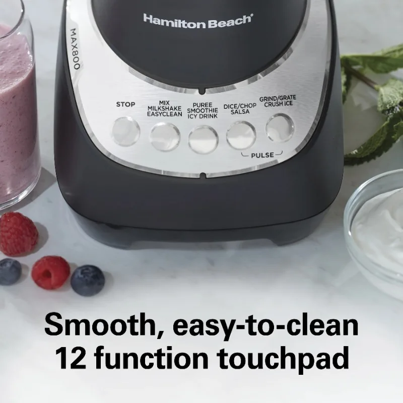 خلاط هاميلتون بيتش ويف أكشن هادئ، 48 أونصة. جرة زجاجية، 12 وظيفة مزج، 53530F