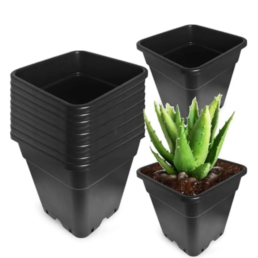 

5 Gallon Square Pot 5 Gallon 10 Pcs Square Plastic Plant Pots Flexible Nursery Pot Planter Nursery Pots Suitable for Flower Veg
