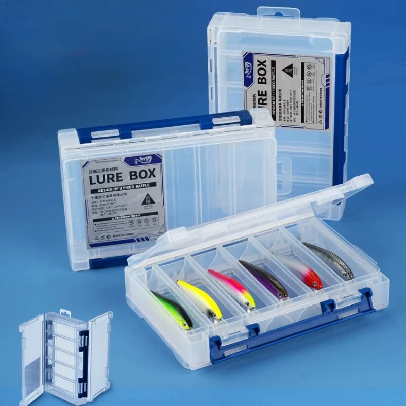 Dual Sided Fishing Lure Box Multifunctional Storage Case Waterproof Box for Minnow Pencil Lures Portable Fishing Accessories
