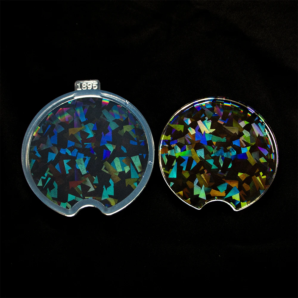 Shiny Glossy Holographic Silicone Mold for UV Resin Casting Moulds DIY Epoxy Resin Mould Coasters Molde Silicone